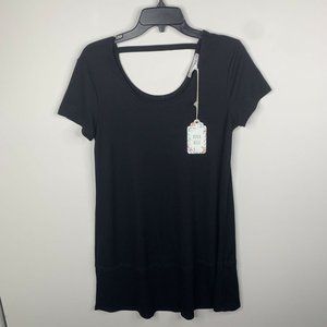 NWT Pink Rose Womens L Black Short Sleeve Dress